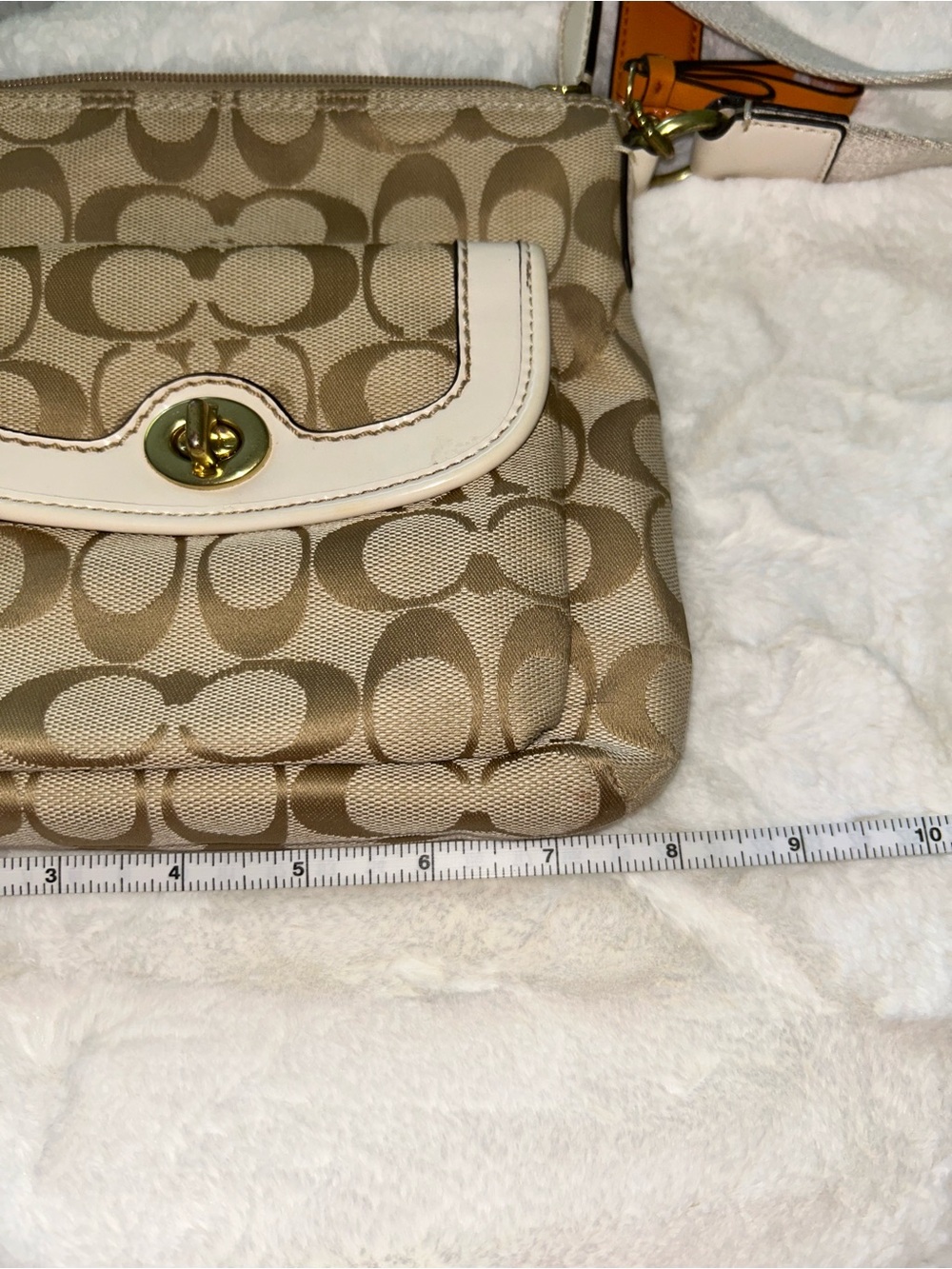Coach Khaki/Chalk Signature Canvas Crossbody with Turn-Lock - Picture 8 of 9